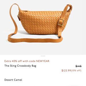 Madewell Sling Crossbody Bag in Desert Camel woven leather